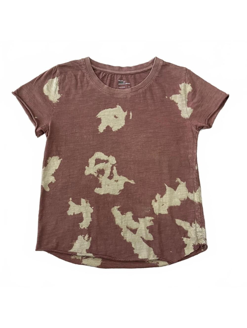 Leon & Harper Organic Cotton Jersey T-Shirt Medium M Mauve Bleach Tie Dye Wash